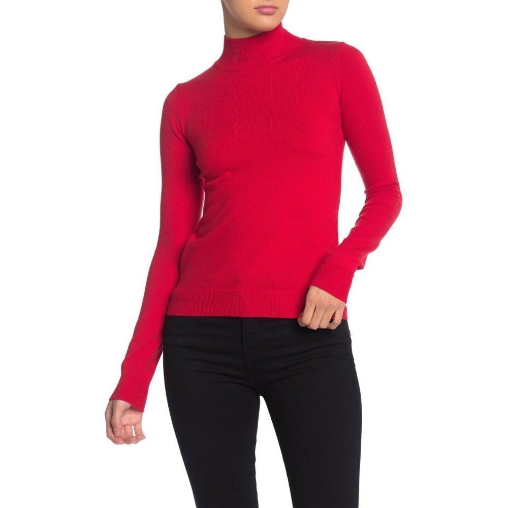 Planet Gold Juniors SM Miracash Long Sleeve Red Mock Neck Pullover Sweater Top